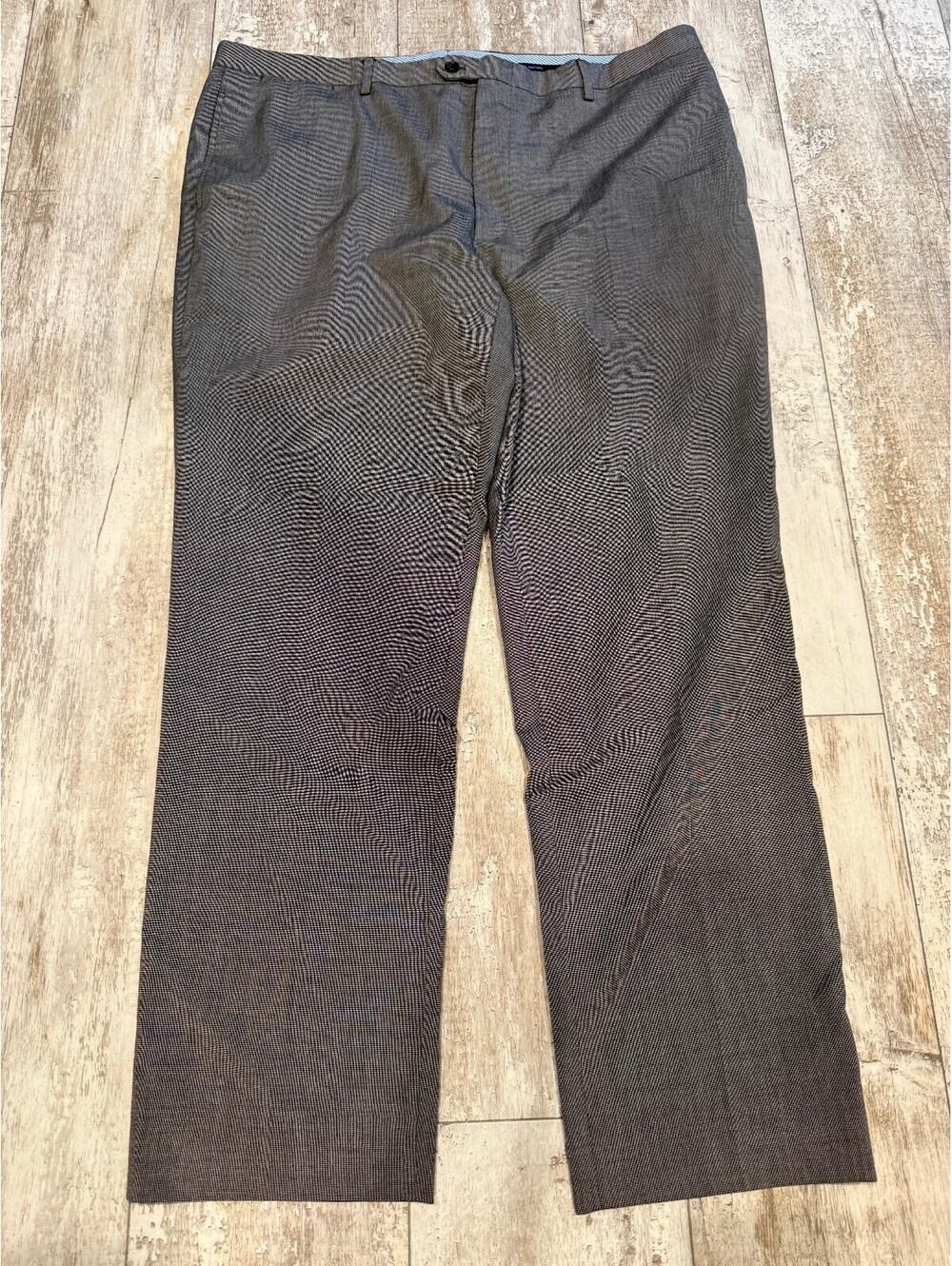 Tommy Hilfiger Mens Gray Micro Check Dress Pants Flat Front
